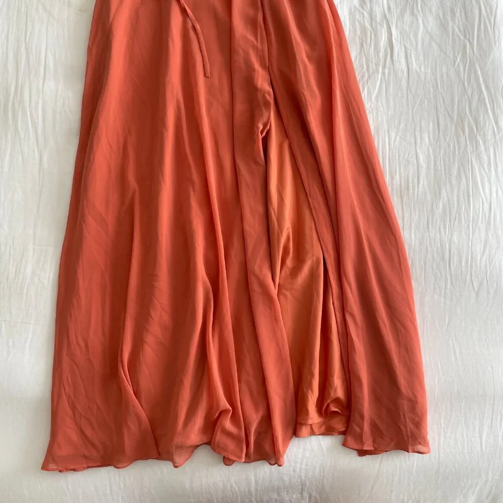NWT Azazie Bondi Stretch Rust A-Line Bow Stretch Satin Dress - Picture 10 of 14